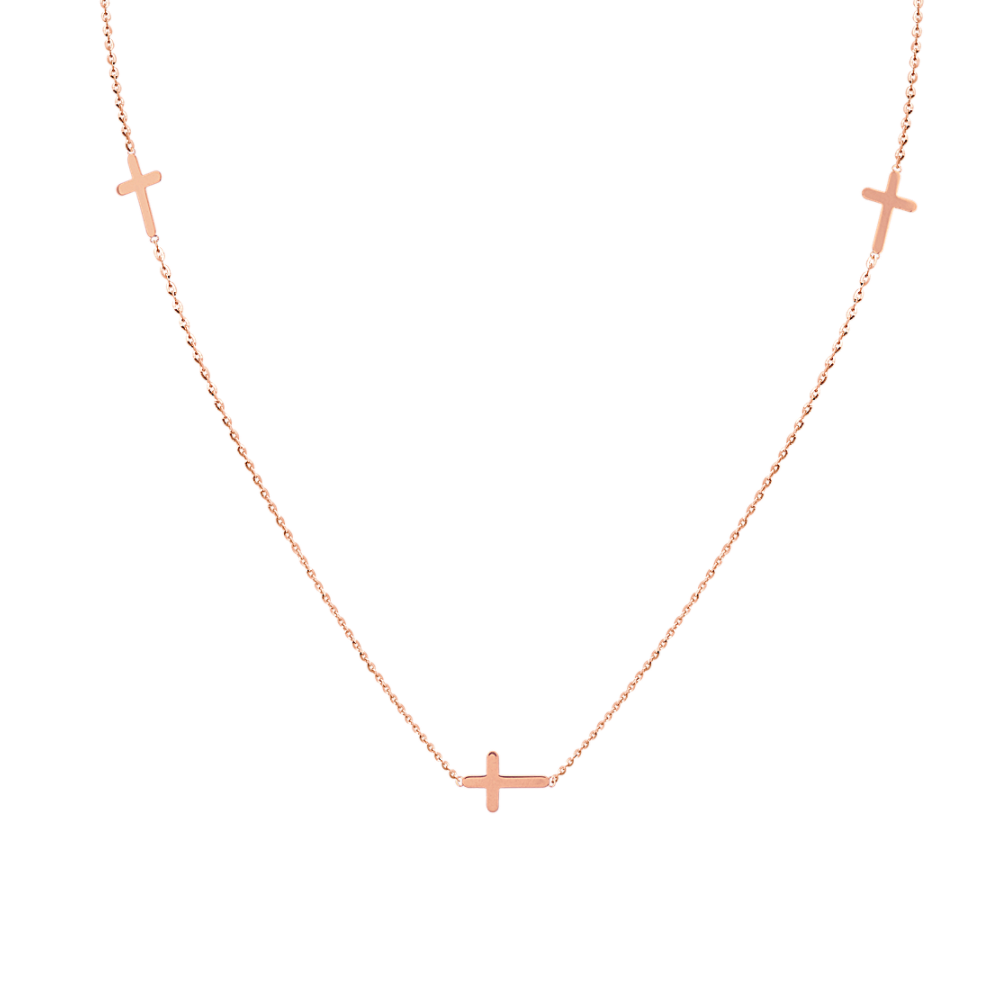 Shiloh Cross Necklace in 14K Rose Gold (18 in)