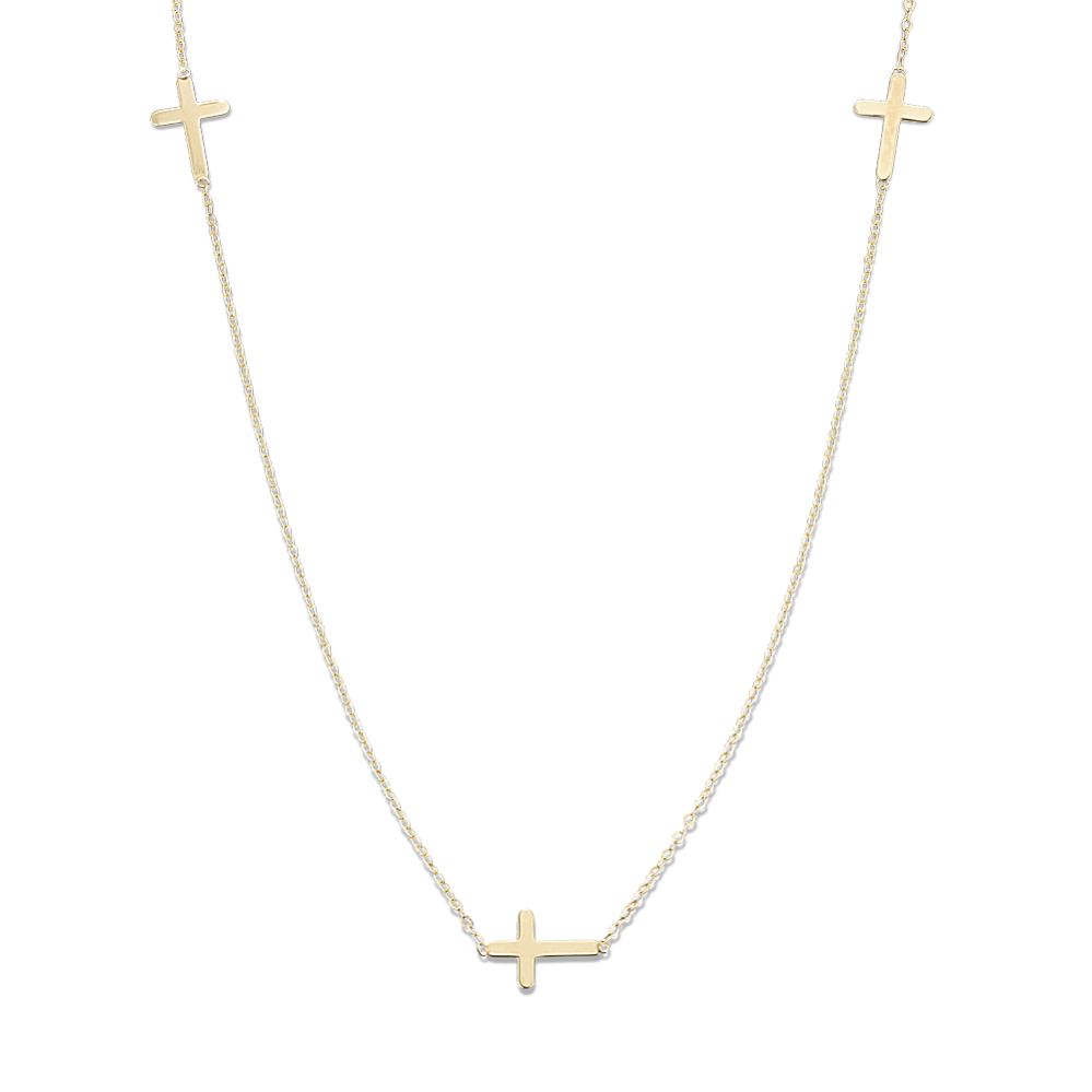 Shiloh K Yellow Gold Cross Necklace Shane Co