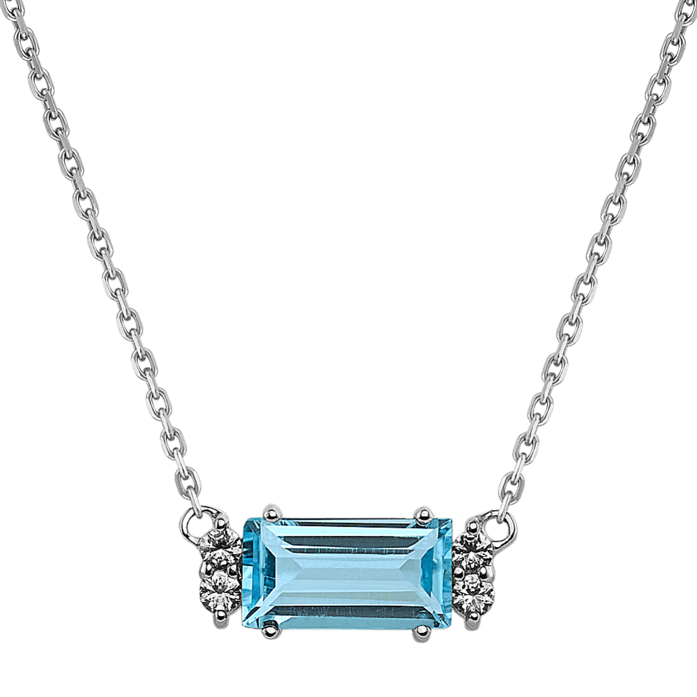 Raine Sky Blue Topaz and Diamond Necklace in Sterling Silver (18 in)