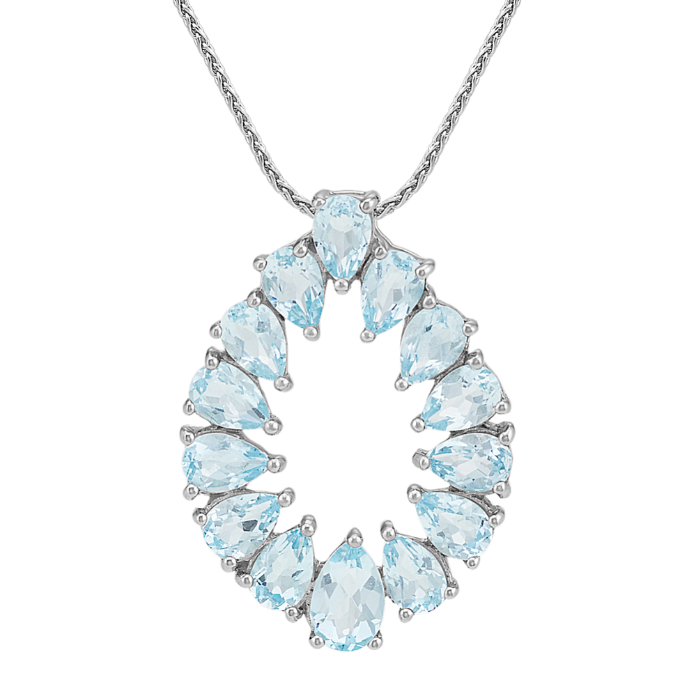 Sky Blue Topaz Teardrop Pendant (24 in)