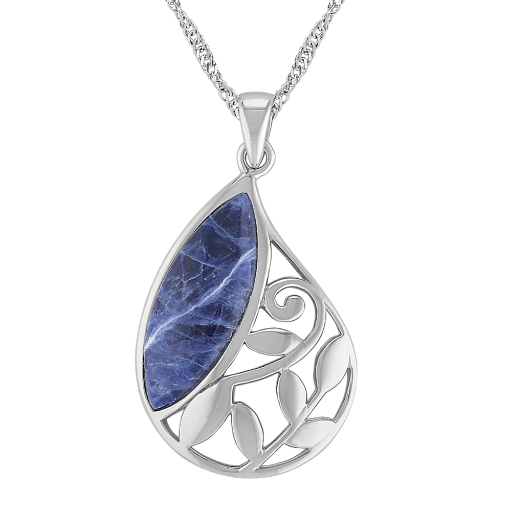 Sodalite and Sterling Silver Pendant (18 in)