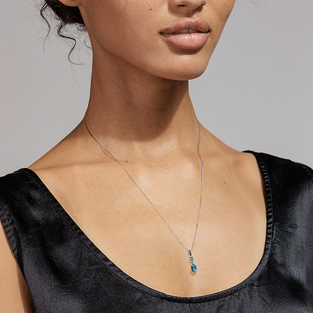 Somerset Sky Blue Topaz Pendant in Sterling Silver | Shane Co.