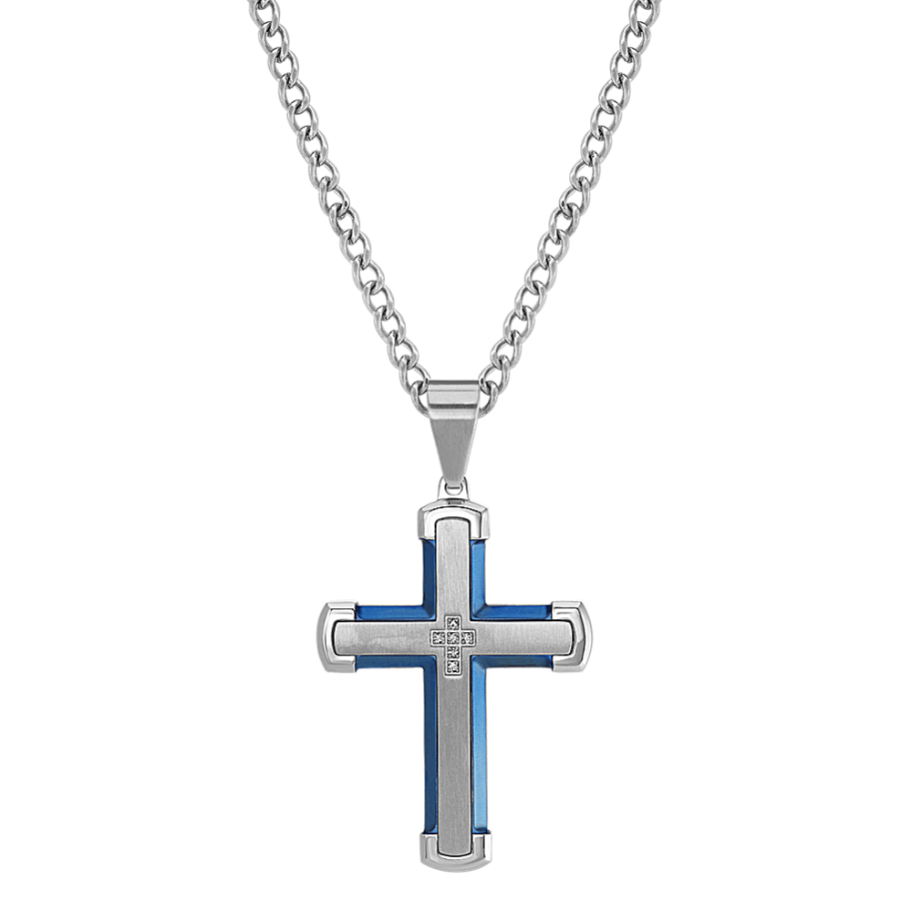 24 Inch Mens Stainless Steel Cross Necklace Shane Co   Stainless Steel Mens Cross Necklace With Diamonds 24 In 41077826 A2 &fmt=png Alpha&wid=999&hei=999