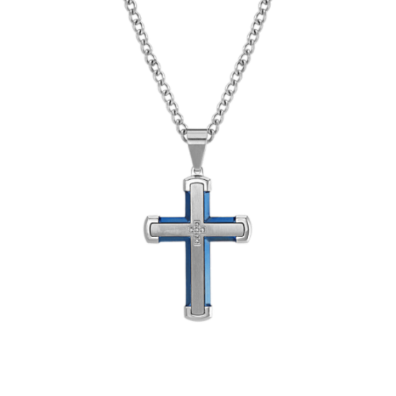 24 inch Mens Stainless Steel Cross Necklace