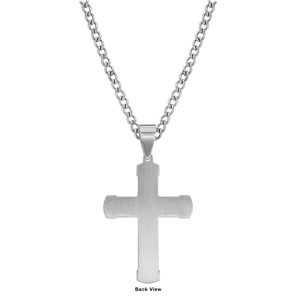24 inch Mens Stainless Steel Cross Necklace | Shane Co.