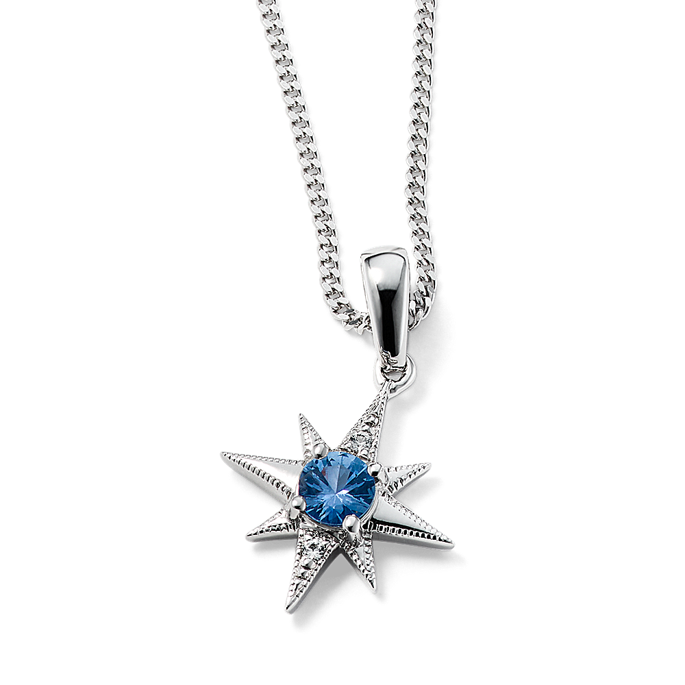 Starlight Ice Blue Sapphire Pendant (22 in)