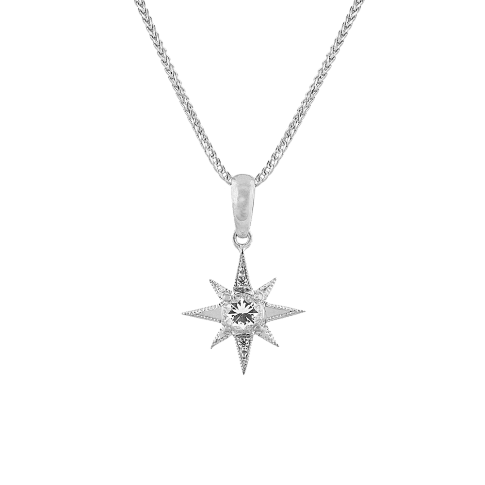 Starlight White Natural Sapphire Pendant (22 in)