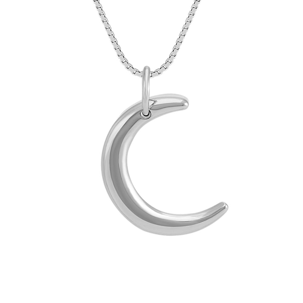 Sterling Silver Crescent Moon Pendant (18 in)
