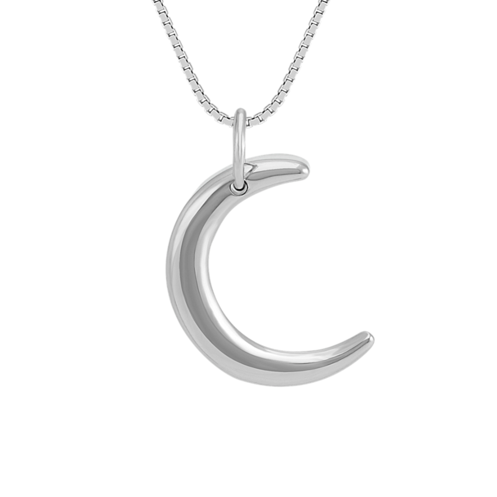 Sterling Silver Crescent Moon Pendant (18'')