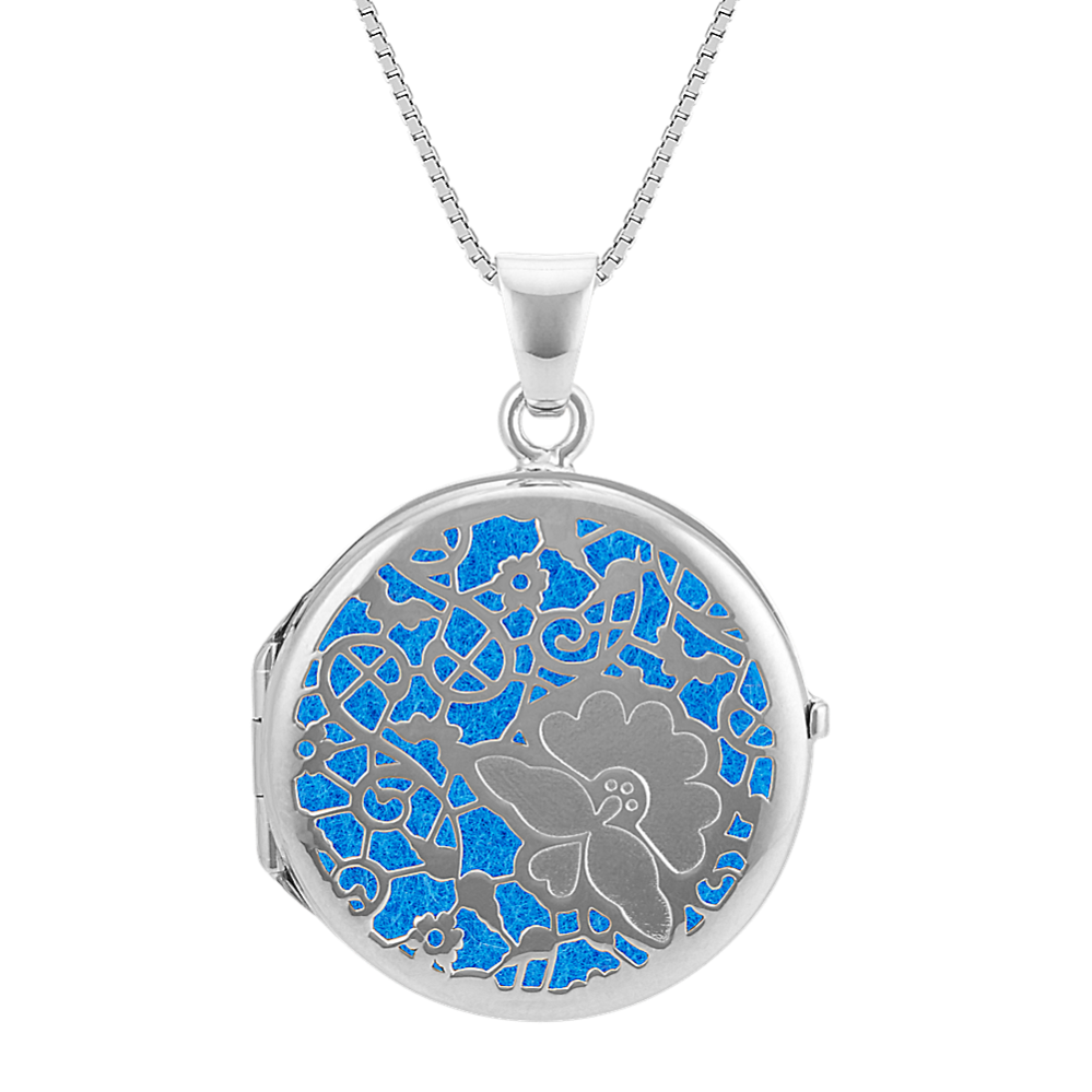 Sterling Silver Cutout Circle Locket with Felt Inlays (20 in)