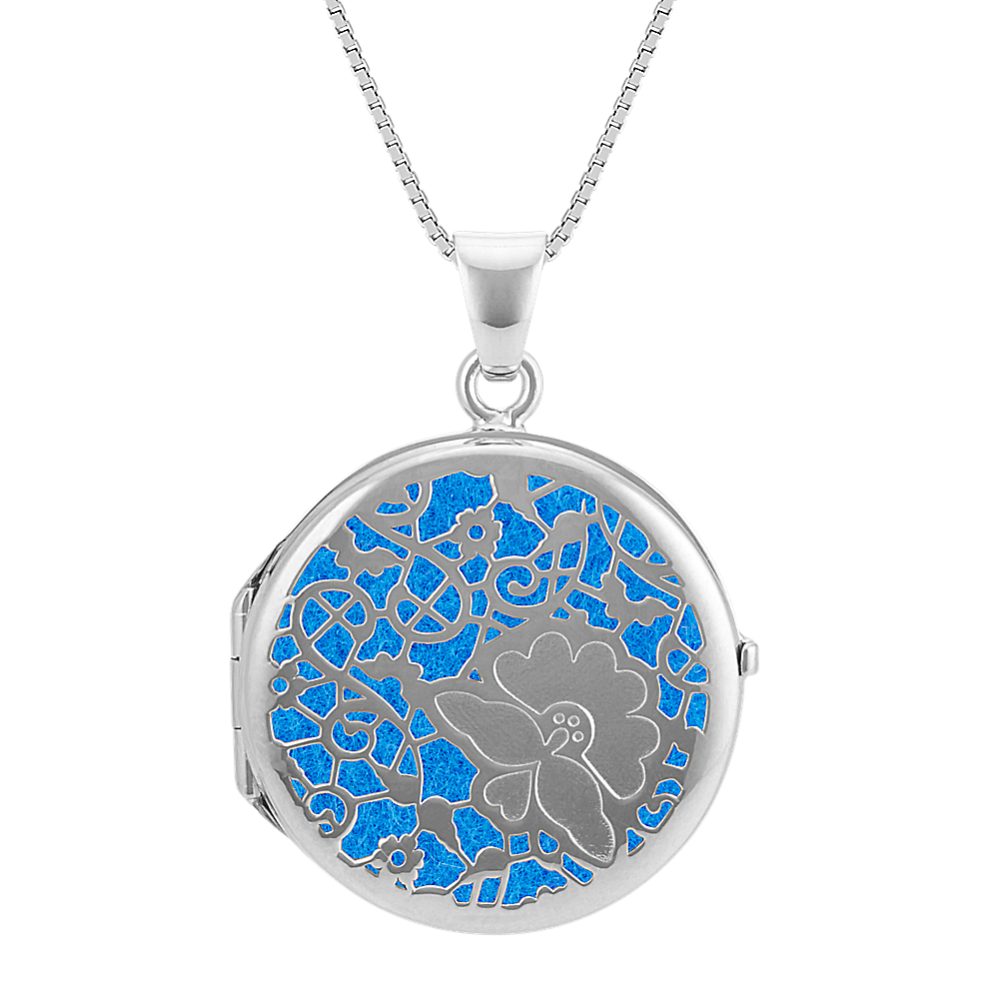 Sterling Silver Cutout Circle Locket with Felt Inlays (20'')