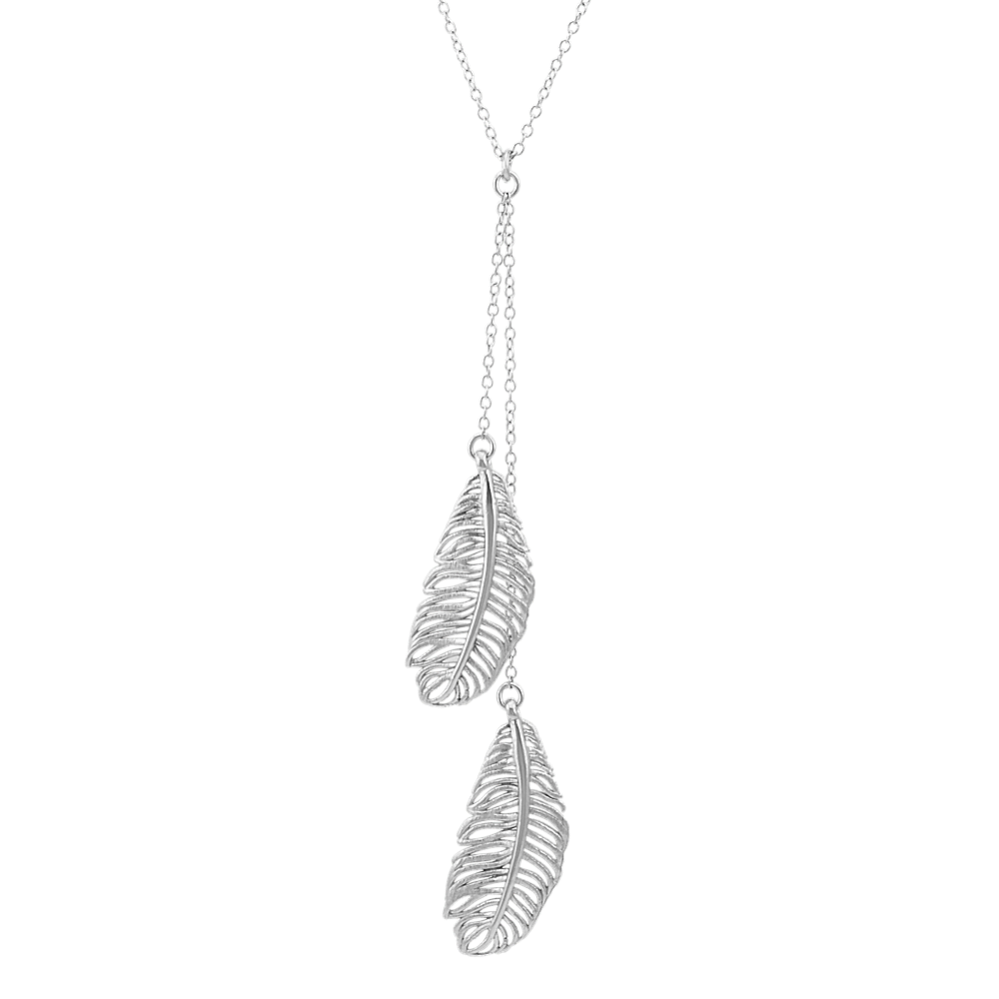 Sterling Silver Dangling Feathers Necklace (18 in)
