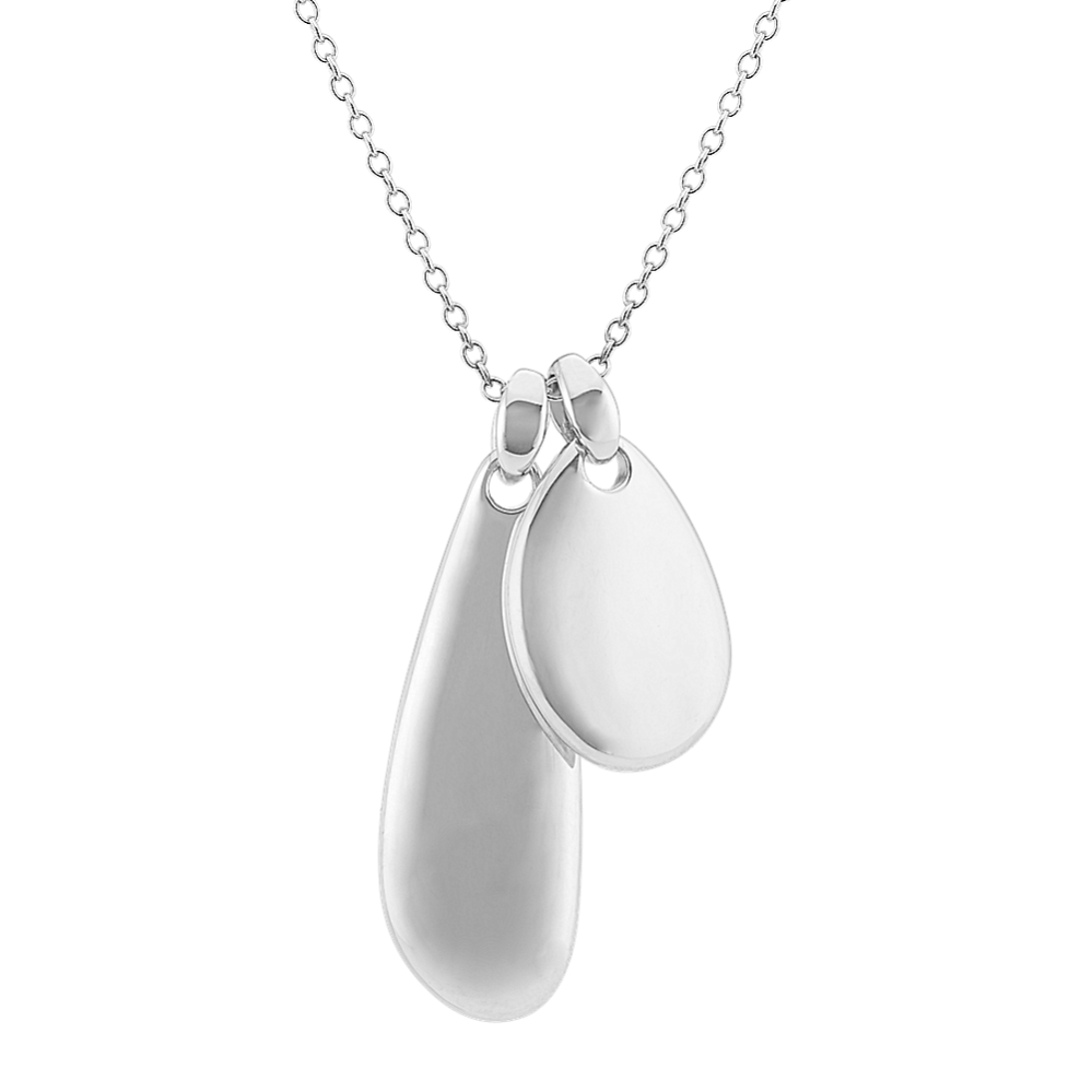 Sterling Silver Double Pebble Pendant (18'')