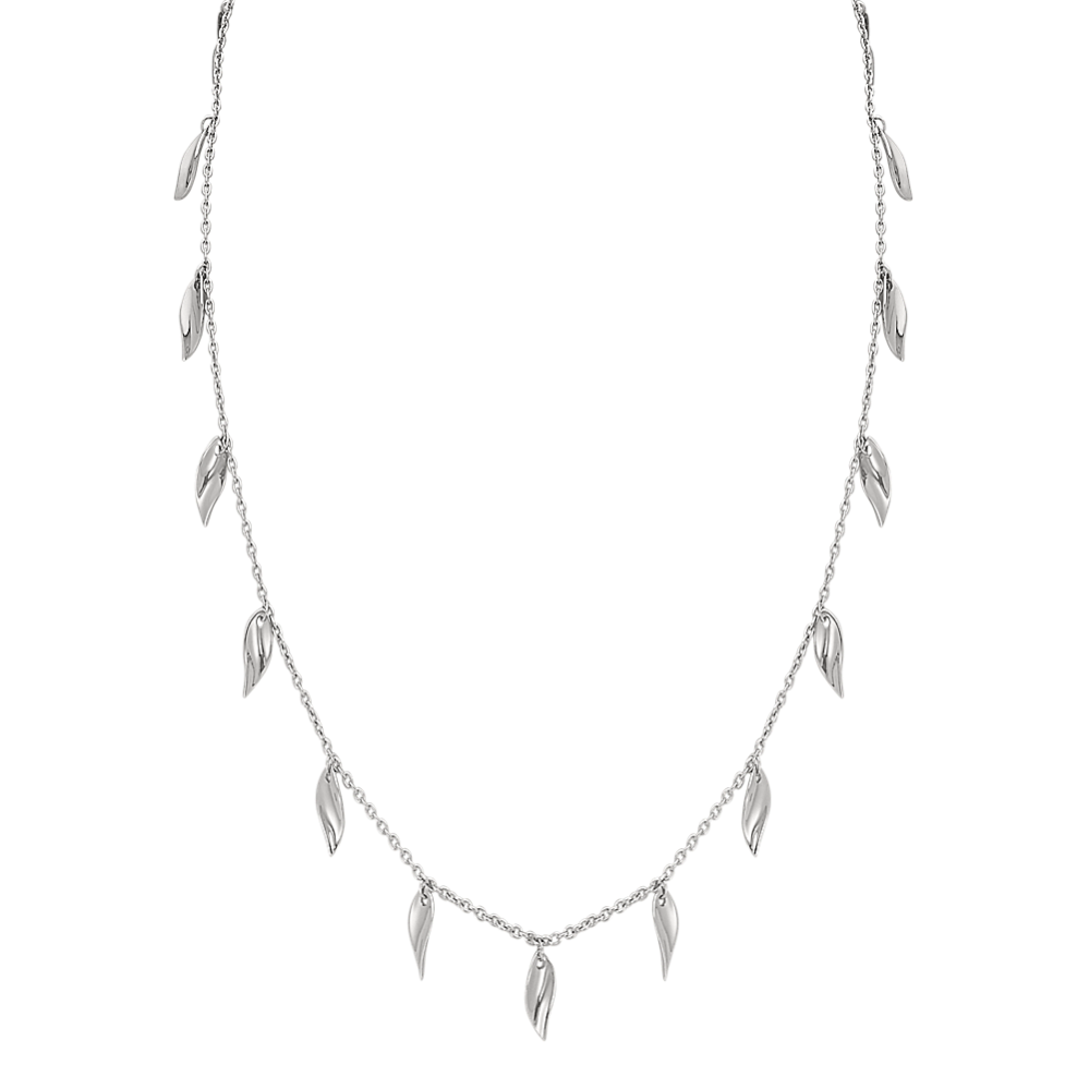 Sterling Silver Leaf Station Necklace (16'')