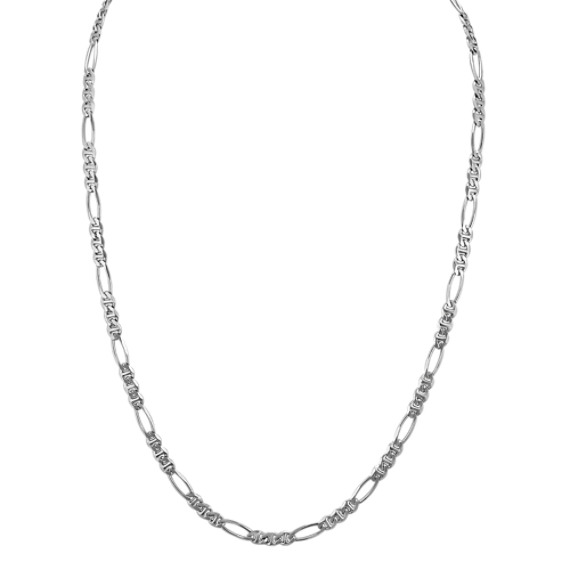 24 inch Mens Sterling Silver Mariner and Figaro Chain Shane Co.