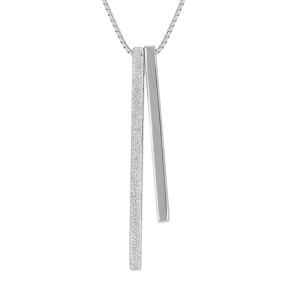 Sterling Silver Vertical Bars Pendant (18 in)