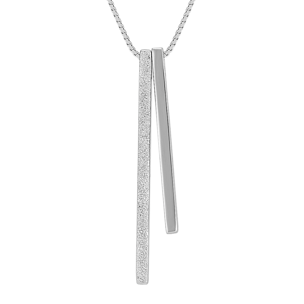 Sterling Silver Vertical Bars Pendant (18'')