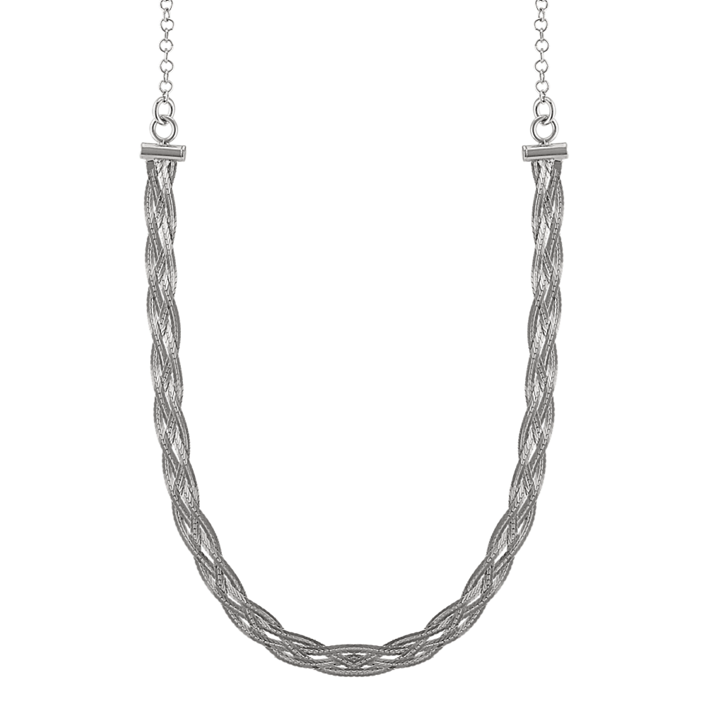 Sterling Silver Woven Choker Necklace (16 in)