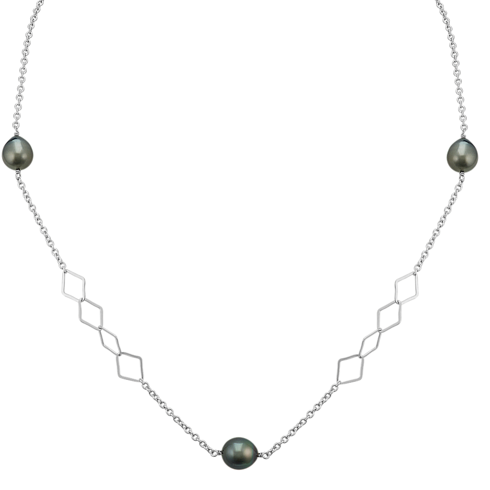 Sterling Sliver 9mm Tahitian Cultured Pearl Necklace (20 in)