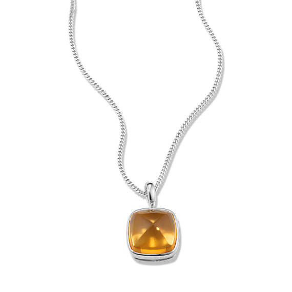Sugarloaf Citrine Pendant - Sterling Silver