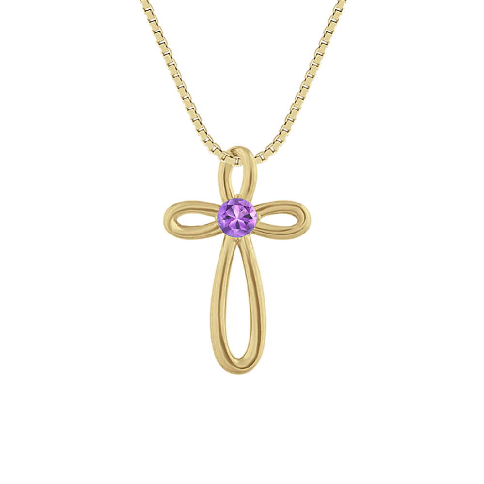 Swirl Cross Pendant in 14k Yellow Gold (18'')