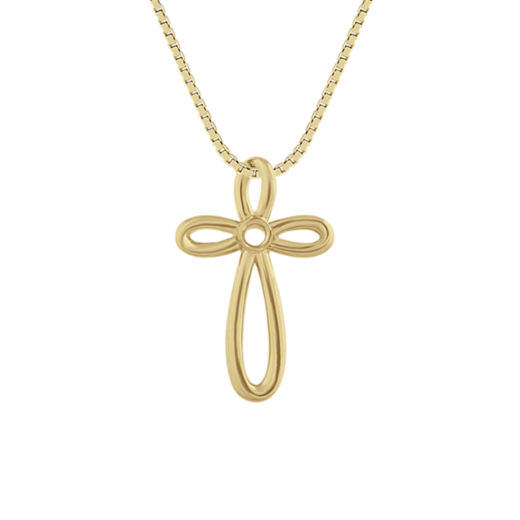 Swirl Cross Pendant in 14k Yellow Gold (18 in)
