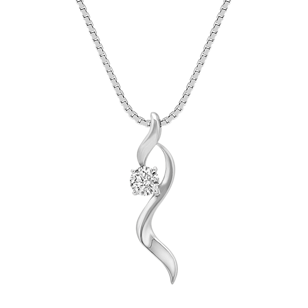 Swirl Diamond Pendant in Sterling Silver (18 in)