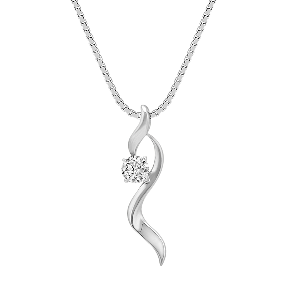Swirl Diamond Pendant in Sterling Silver (18'')