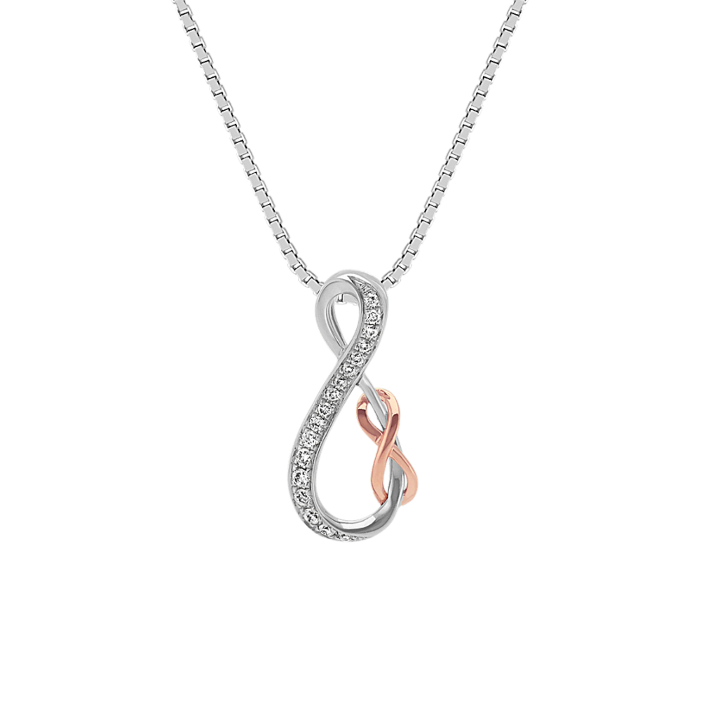 Swirl Infinity Natural Diamond Pendant in 14k White and Rose Gold (18 in)