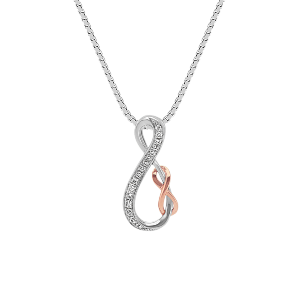 Swirl Infinity Diamond Pendant in 14k White and Rose Gold (18 in)