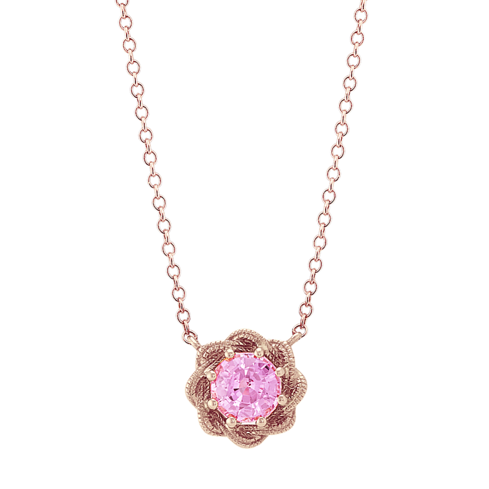 Swirl Pink Sapphire Necklace in 14k Rose Gold (18 in)