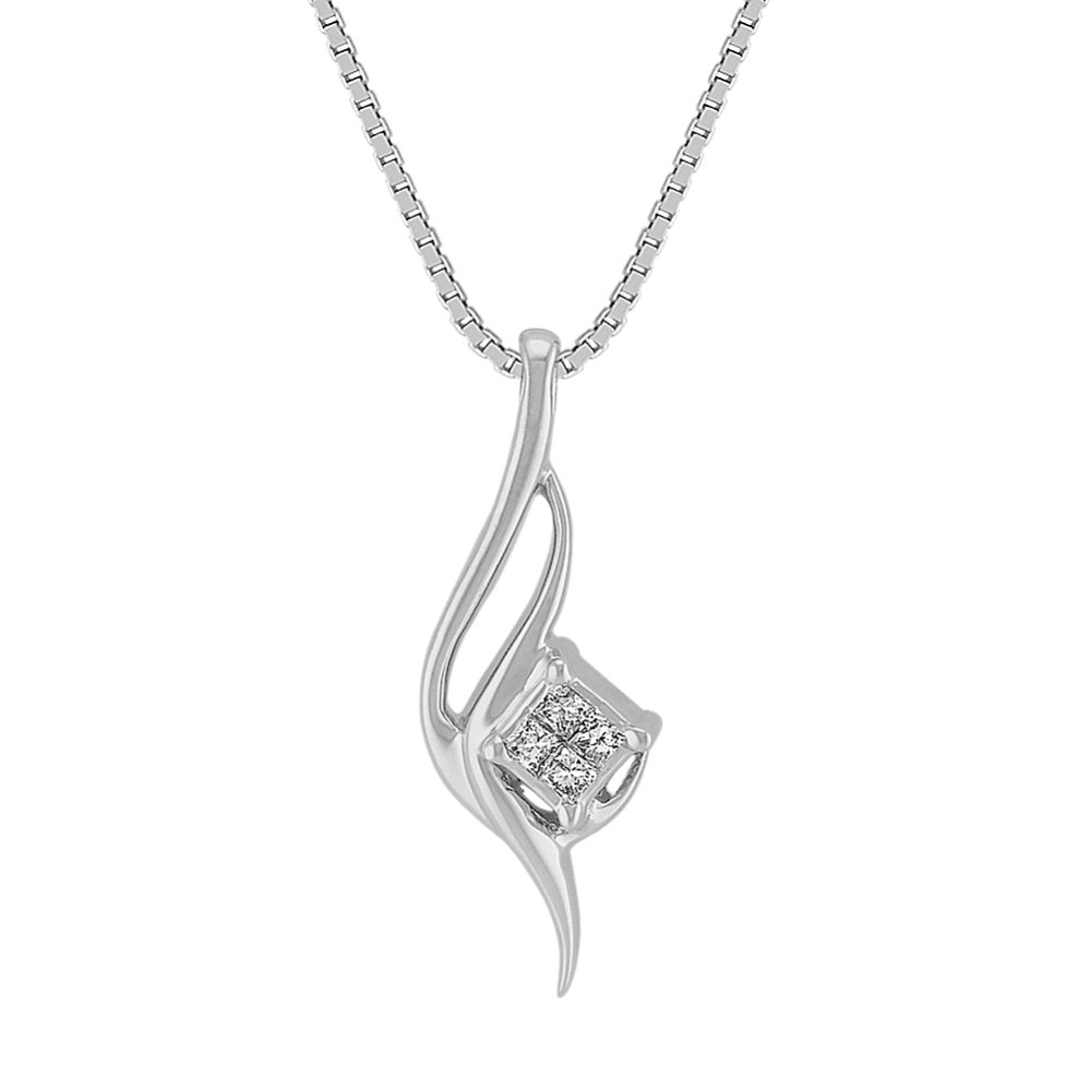 Swirl Princess Cut Diamond Pendant (18'')