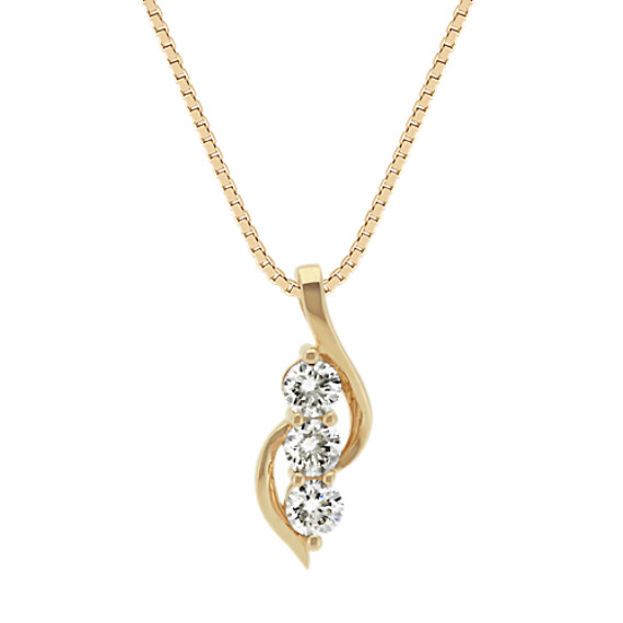 Swirling Three-Stone Diamond Pendant in 14k White Gold (18 in) | Shane Co.