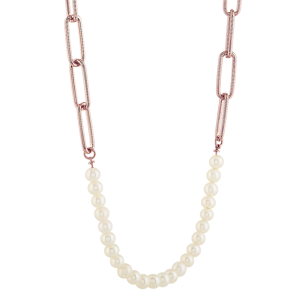 Cultured Freshwater Pearl Vermeil Paperclip Chain | Shane Co.