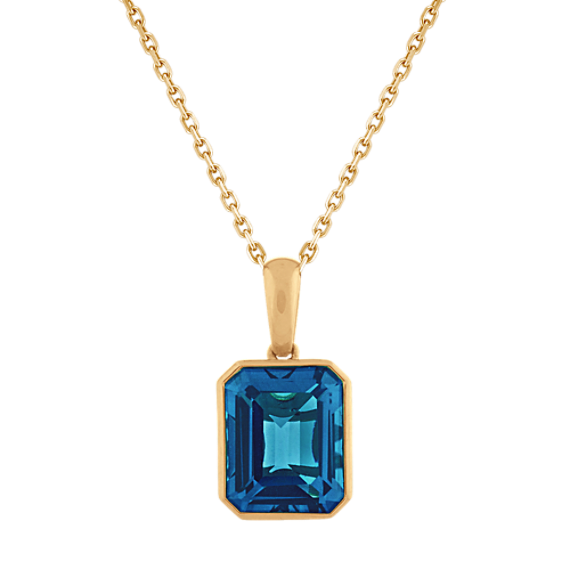 Tahoe London Blue Topaz Pendant in 14K Yellow Gold (18'')