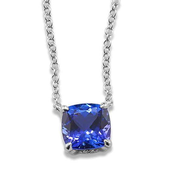 Tanzanite Necklace with Side Diamond Accents (18 in)
