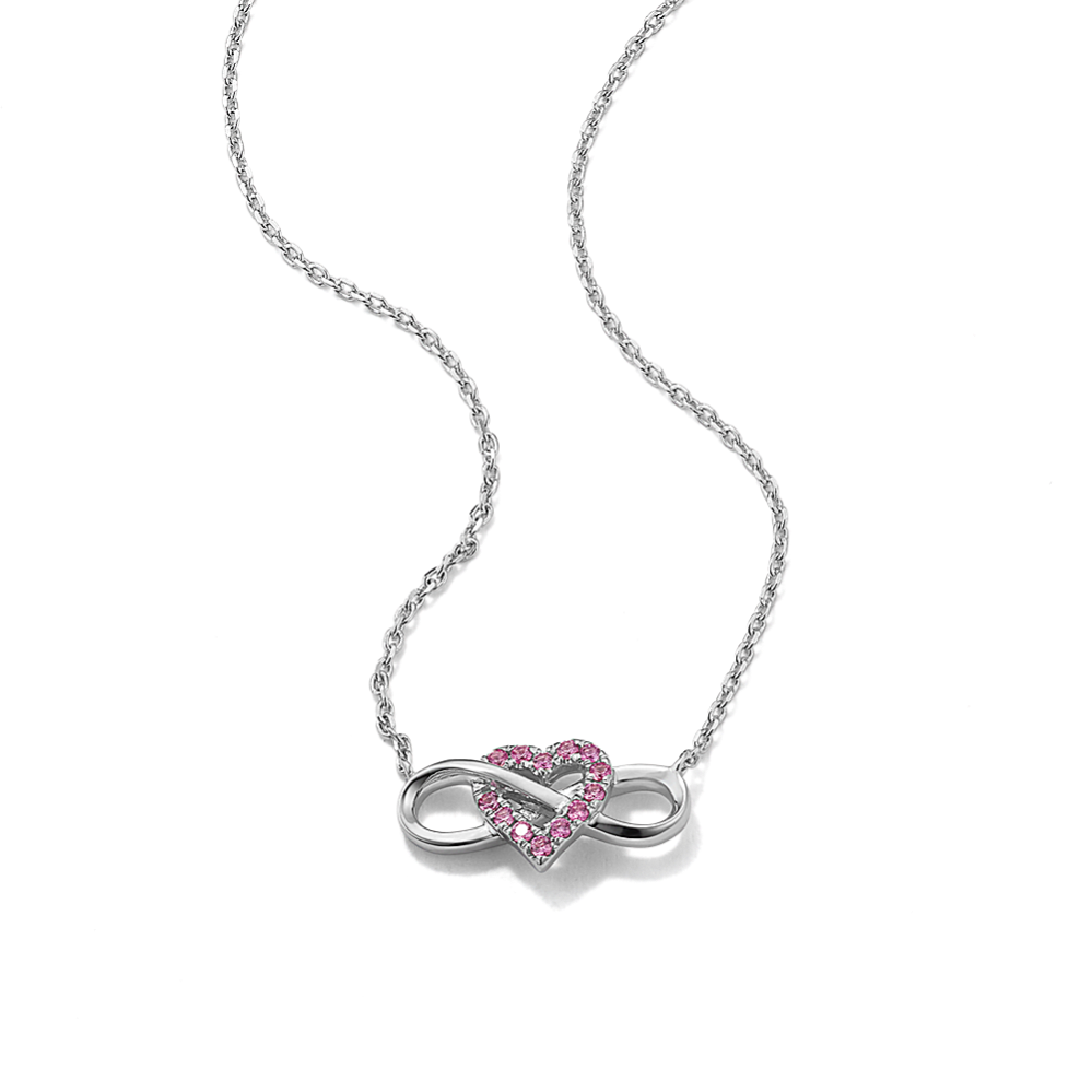 ✨sachi‪ ꪔ̤✨ Pink Sapphire Heart Infinity Necklace | Shane Co.