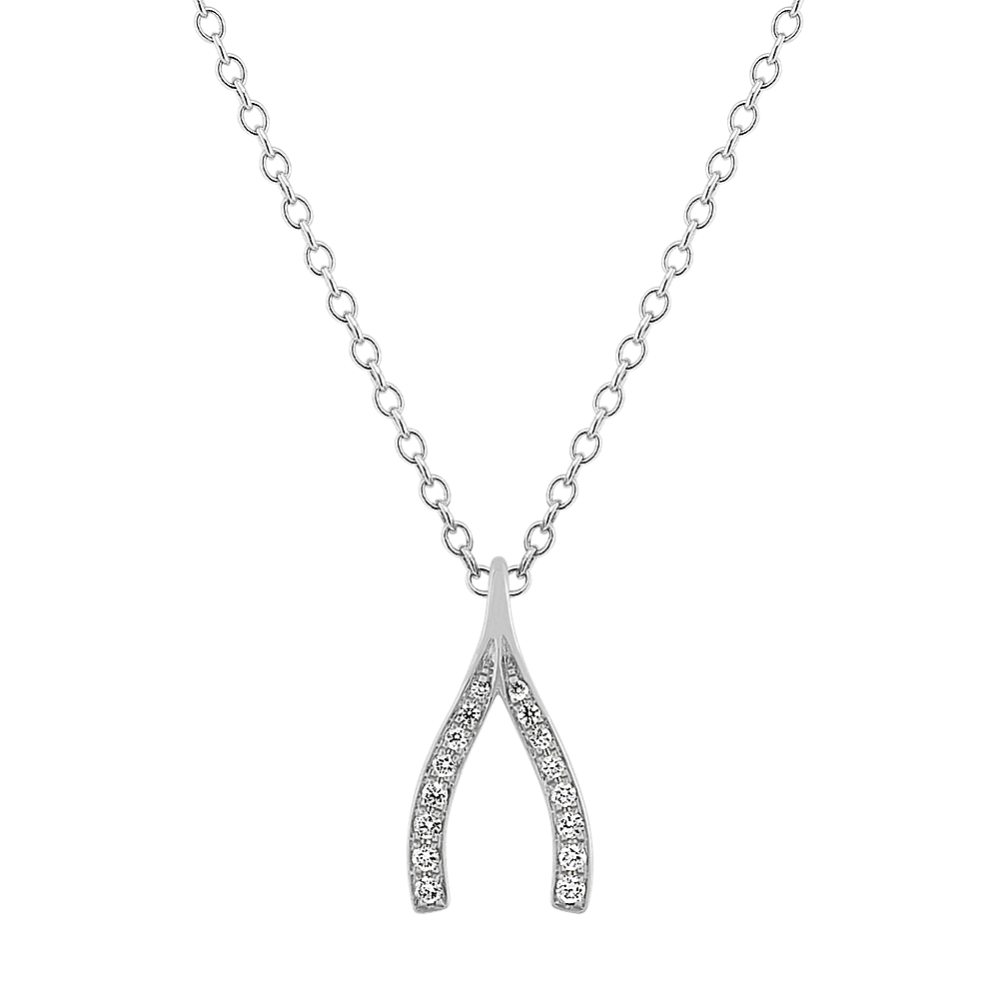 Taylor Diamond Wishbone Pendant in 14K White Gold (18