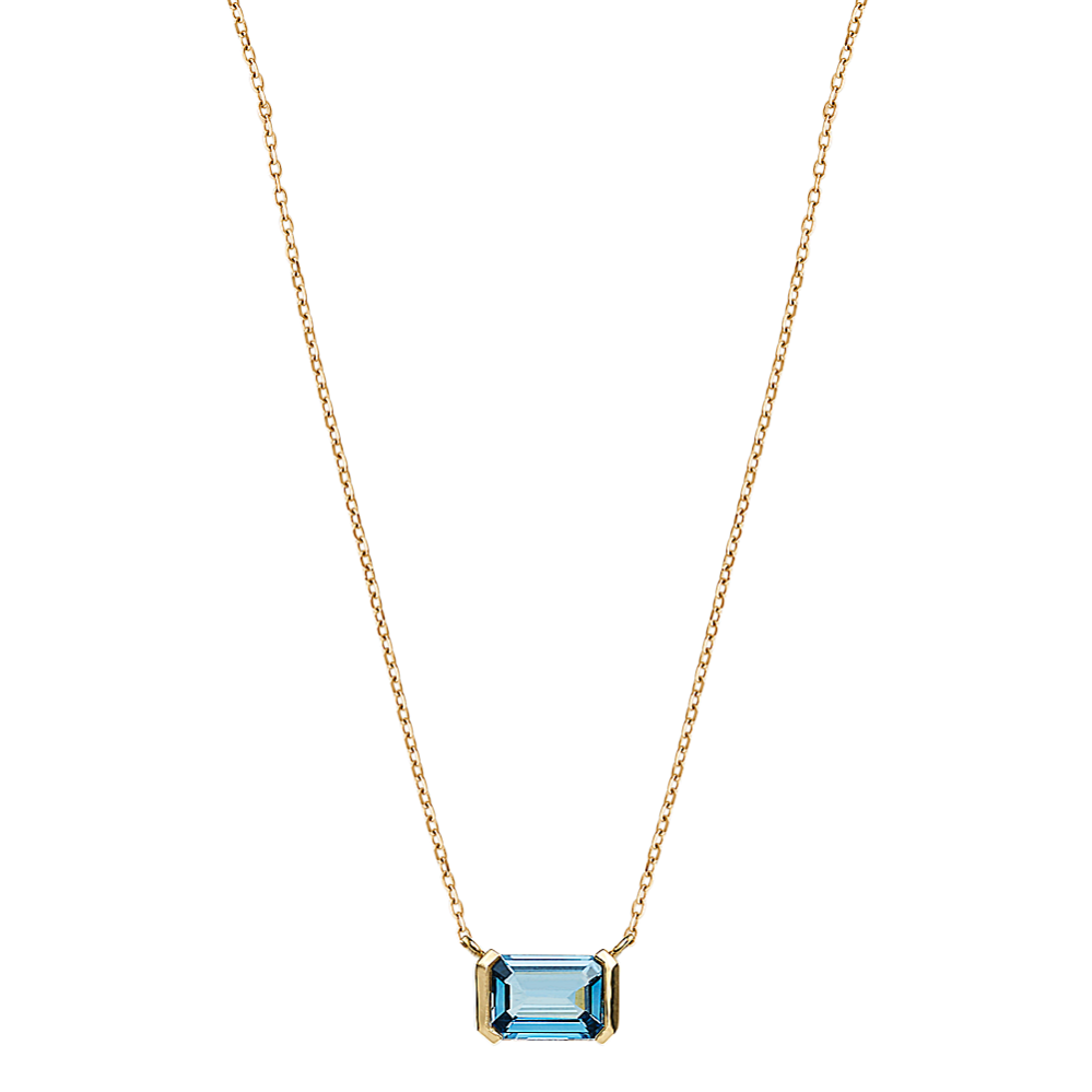 Dorset Teal Sapphire Pendant in 14K Yellow Gold (20 in) | Shane Co.