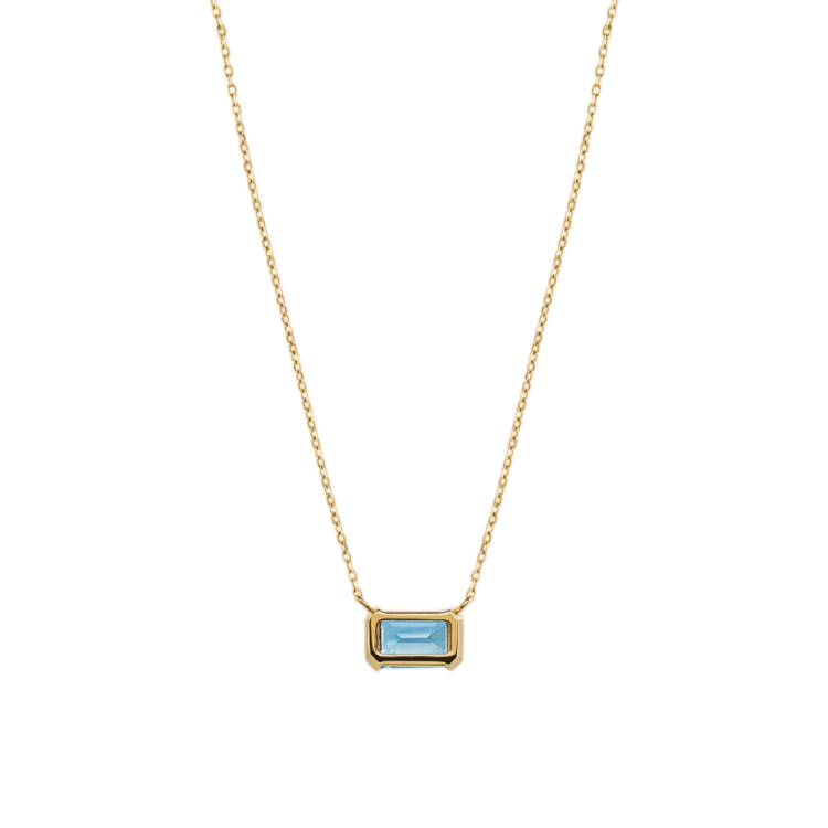 Dorset Teal Natural Sapphire Pendant in 14K Yellow Gold (20 in)