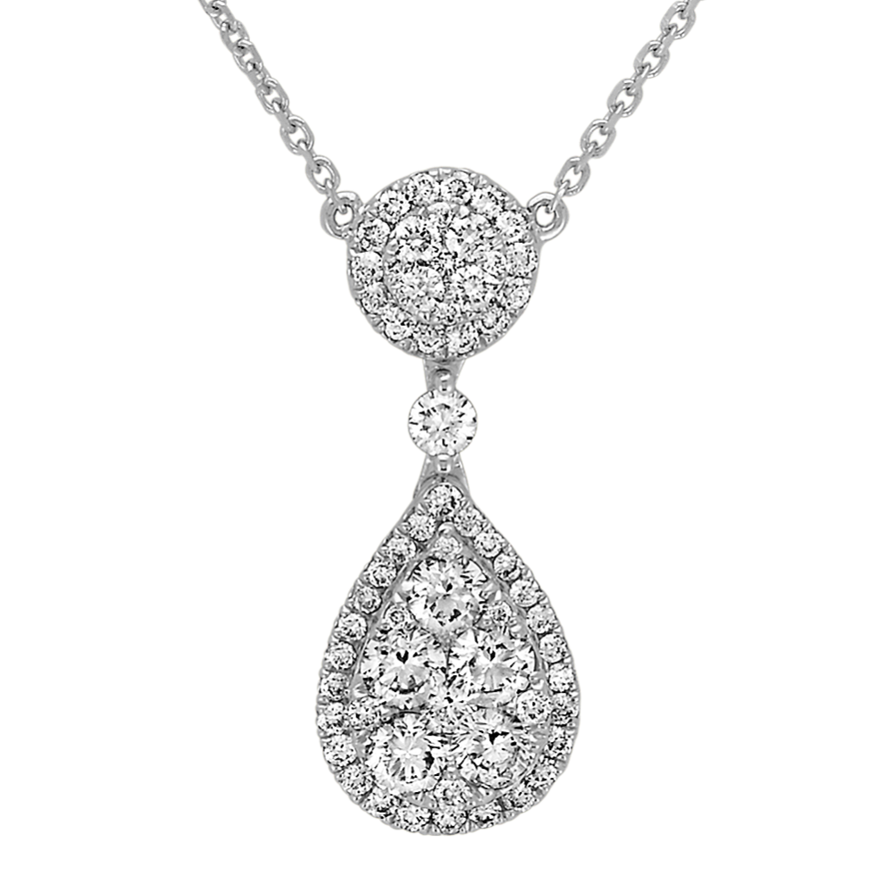 Teardrop Diamond Cluster Necklace (18'')