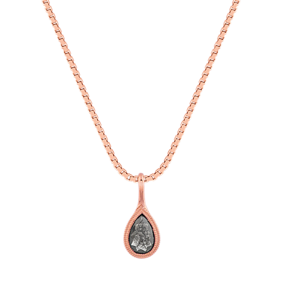 Aziza Teardrop Pepper Diamond Pendant in 14k Rose Gold (18'')