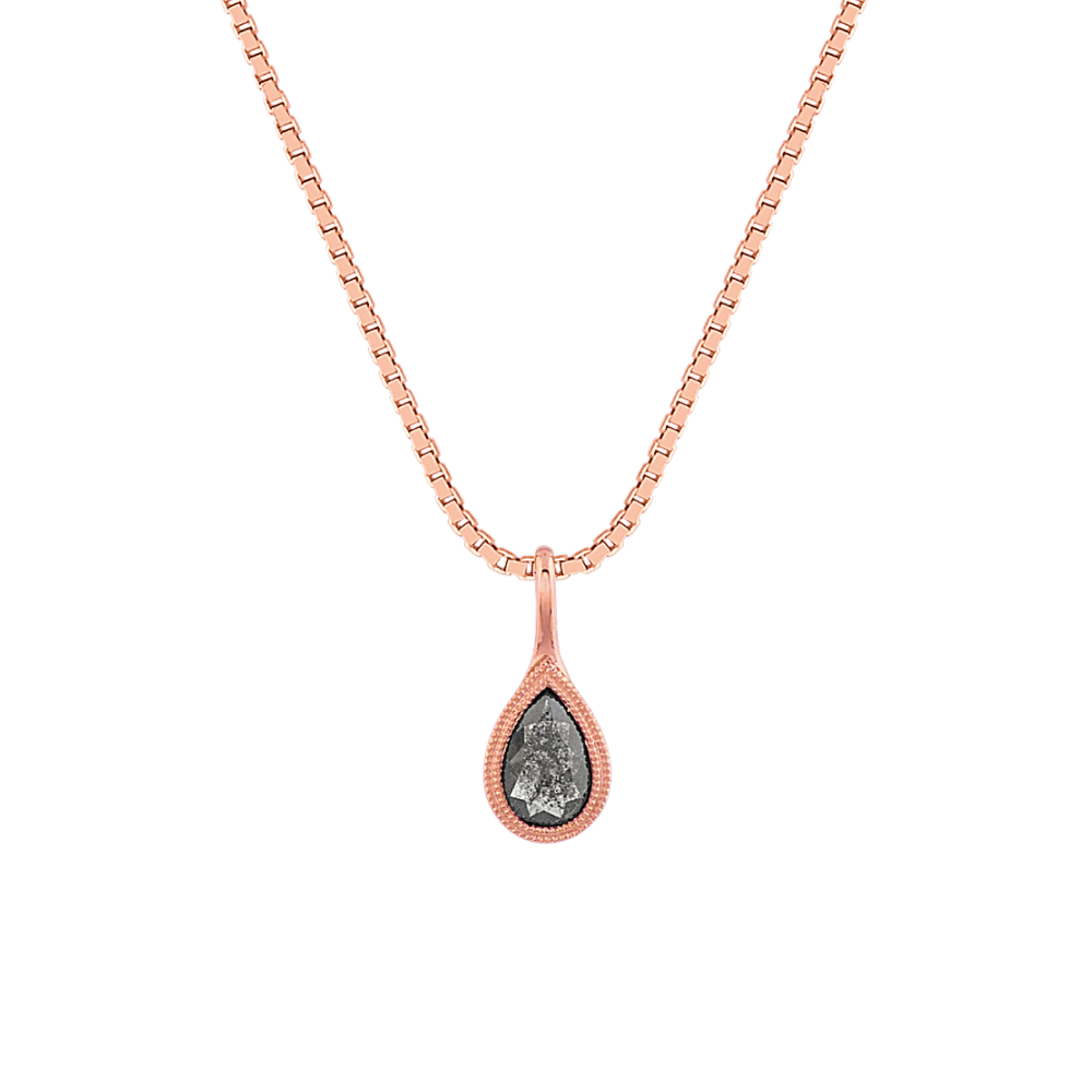 Aziza Teardrop Pepper Natural Diamond Pendant in 14k Rose Gold (18 in)