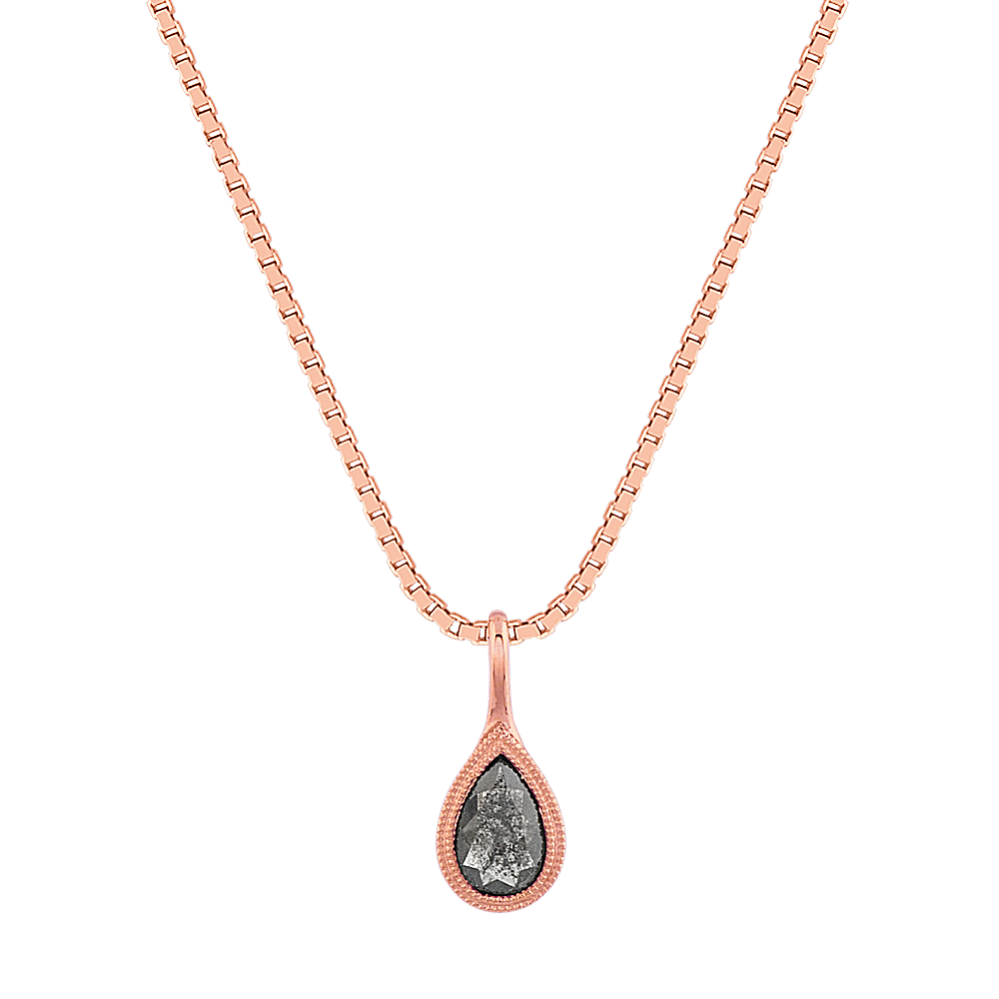 Aziza Teardrop Pepper Diamond Pendant in 14k Rose Gold (18'')