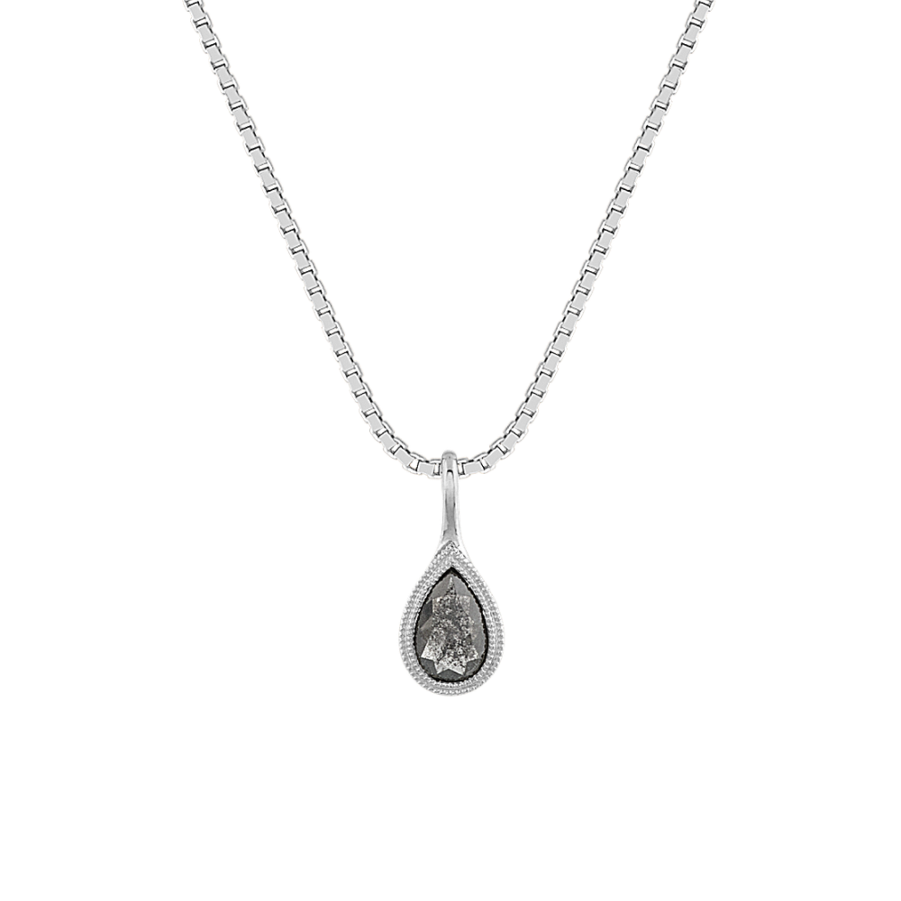 Aziza Teardrop Pepper Natural Diamond Pendant in 14k White Gold (18 in)