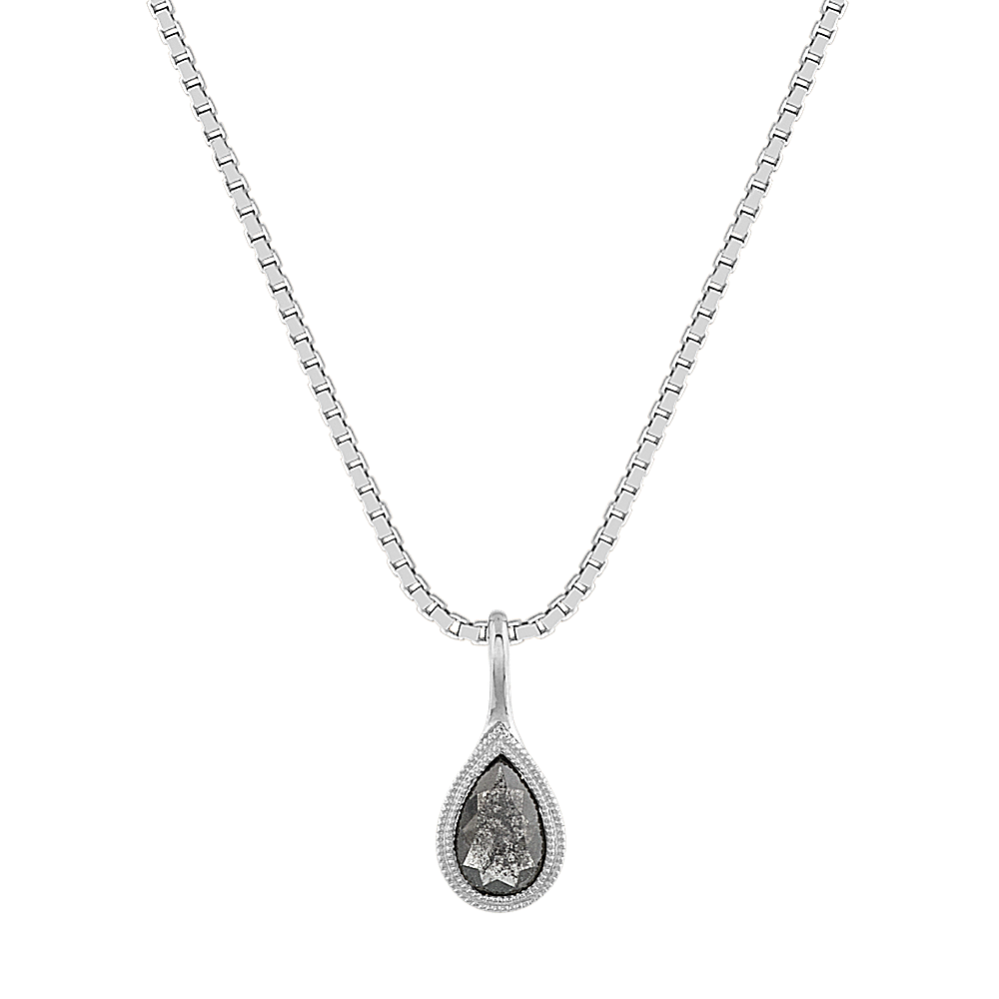Aziza Teardrop Pepper Diamond Pendant in 14k White Gold (18'')