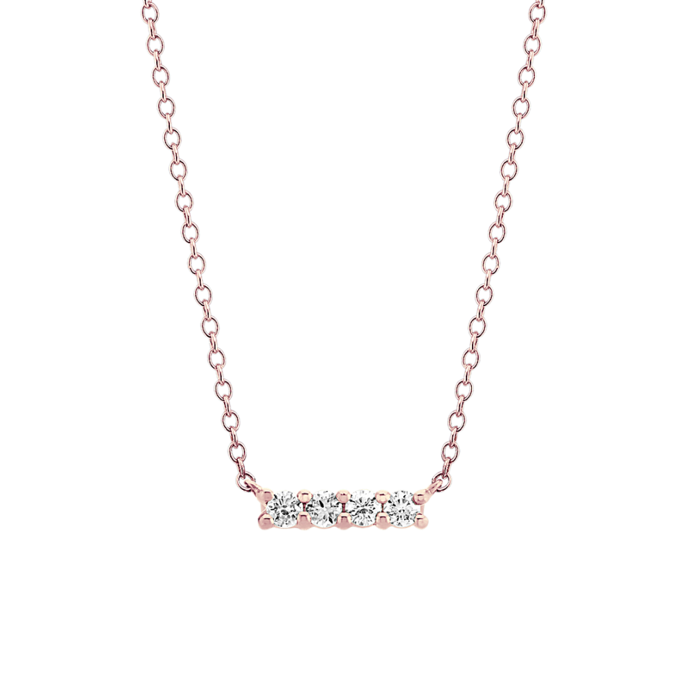 Thames Four-Stone Natural Diamond Bar Necklace in 14K Rose Gold (18 in)