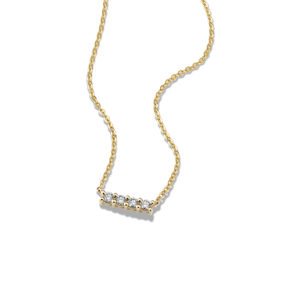 Thames Four-Stone Natural Diamond Bar Necklace in 14K Yellow Gold (18 in)