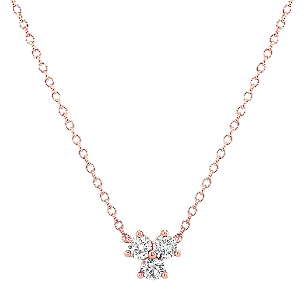 Three-Stone Diamond Necklace in 14k Rose Gold (18'')