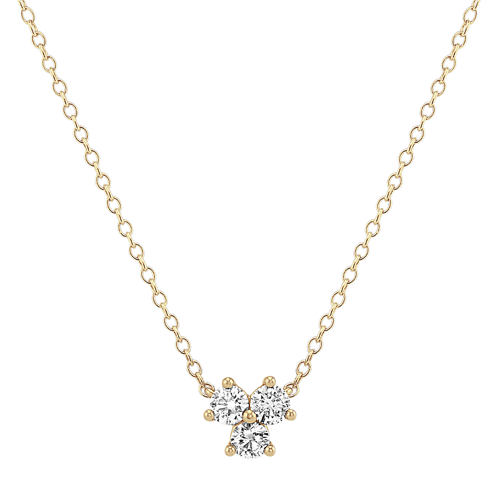 Three-Stone Diamond Necklace in 14k Yellow Gold (18 in) | Shane Co.